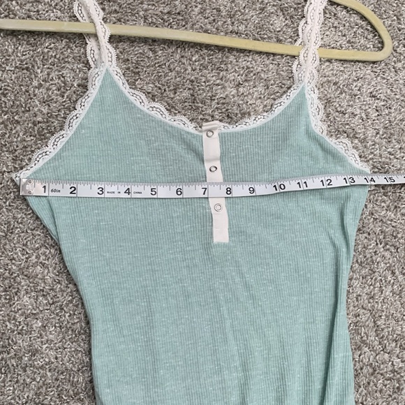 Victoria’s Secret Light Green Ribbed Lace Trim Tank Bodysuit - Picture 7 of 8